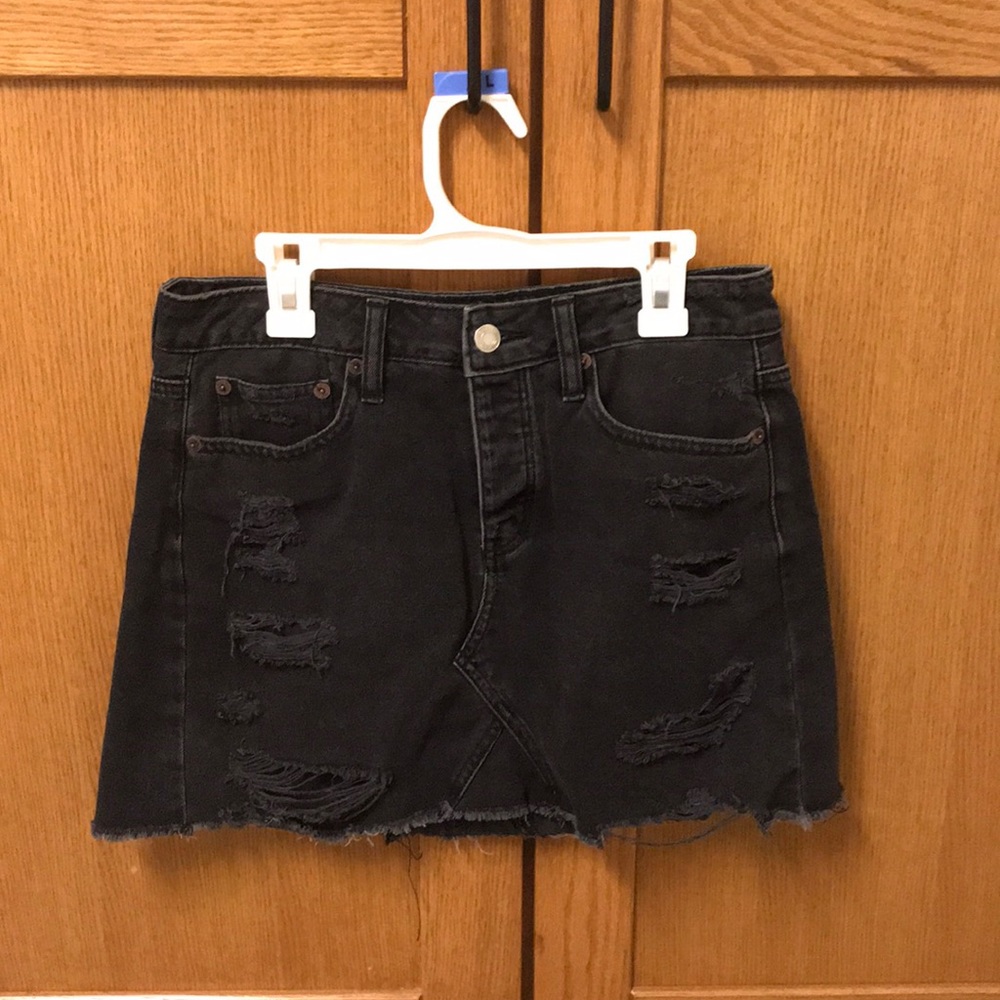 American Eagle Black denim mini skirt
